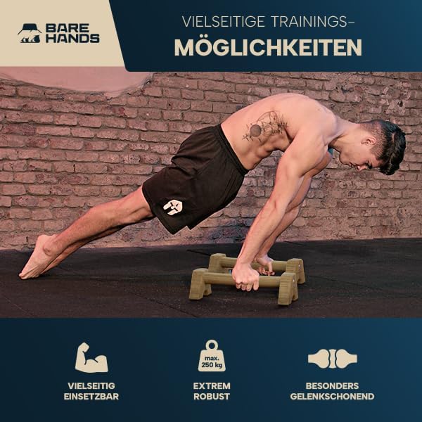 Liegestützgriffe aus Holz für Calisthenics, Modell M - Dunkel
