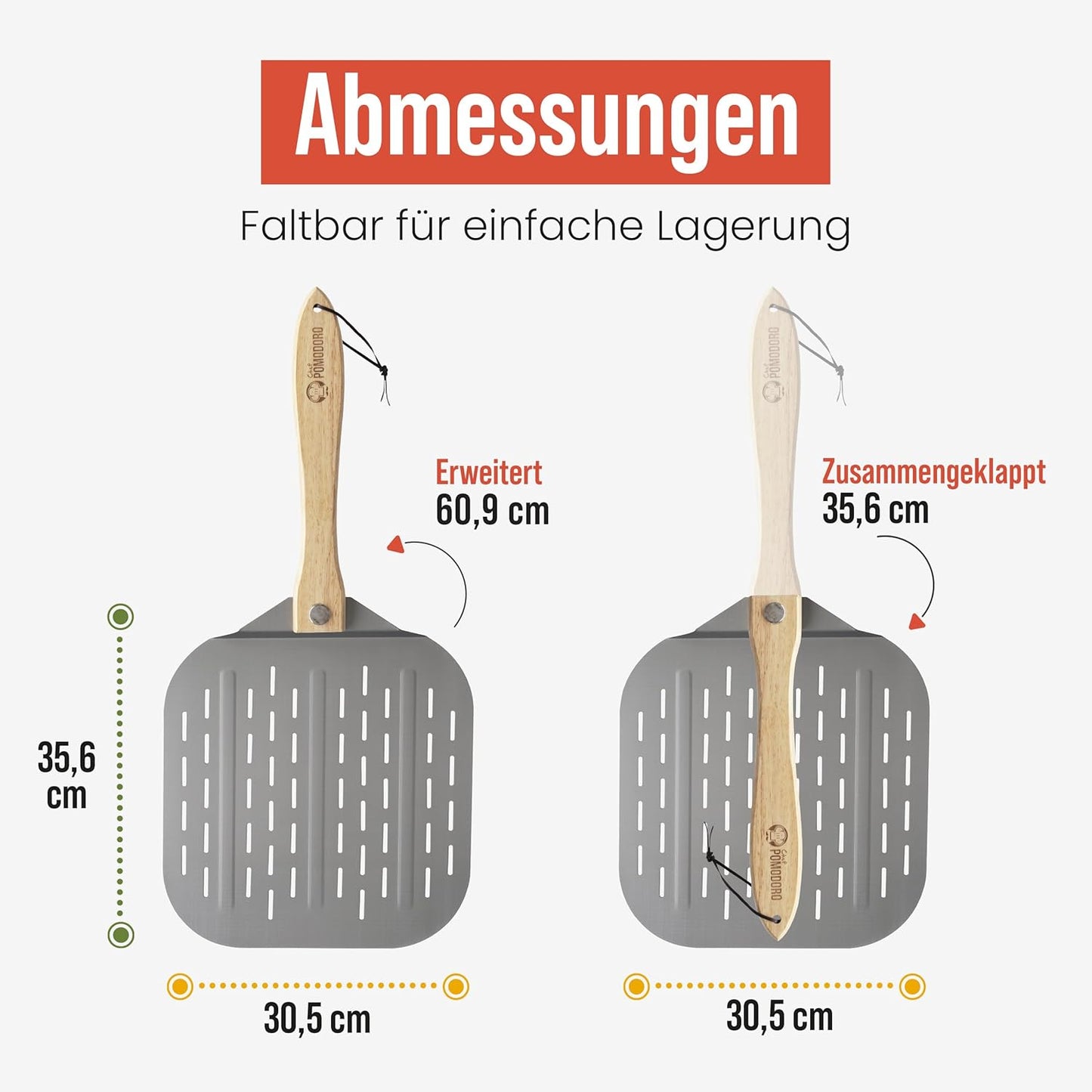 Pizzaschieber mit faltbarem Griff, 30,5 x 35,6 cm
