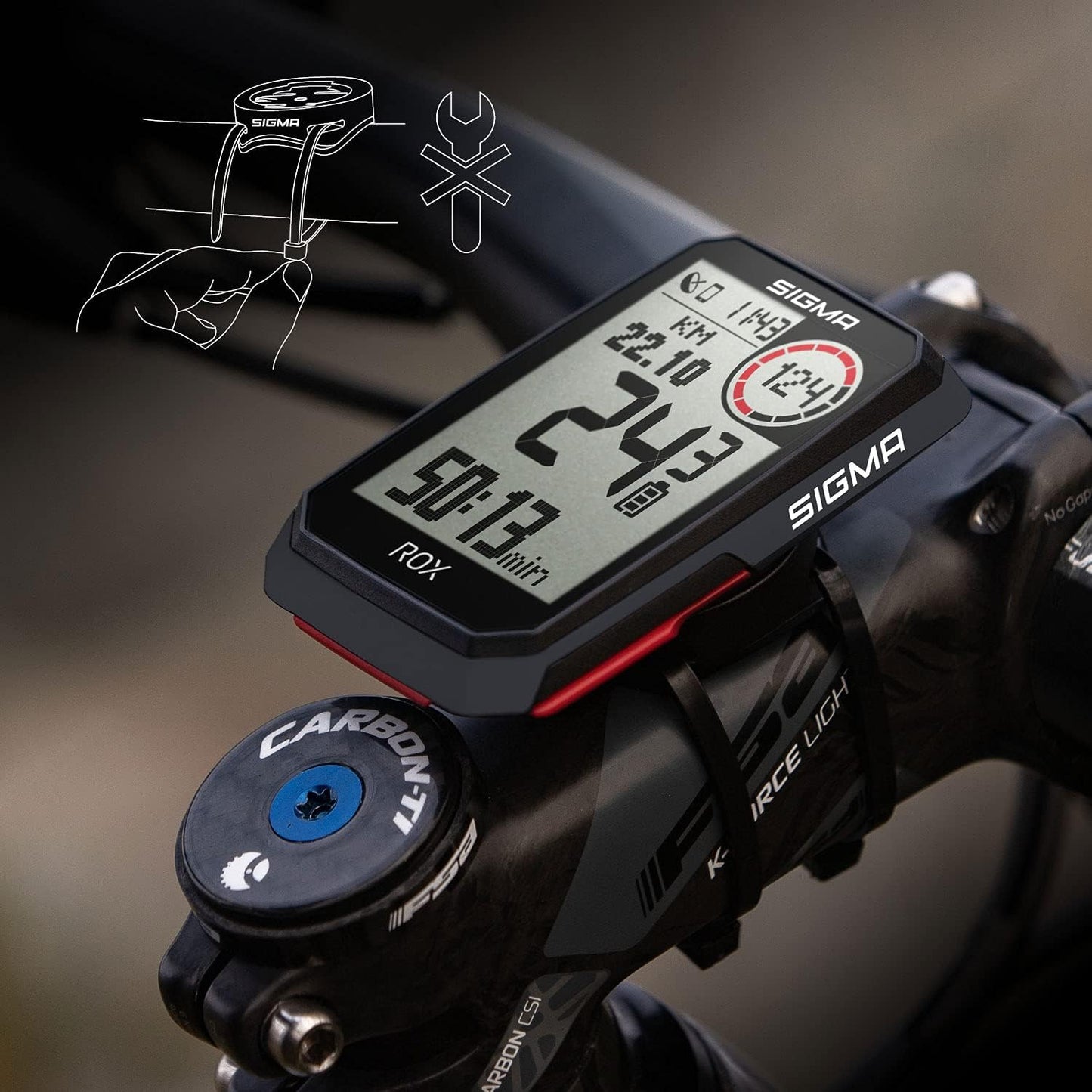 ROX 4.0 Fahrradcomputer mit Vorbauhalterung, Schwarz, Basic