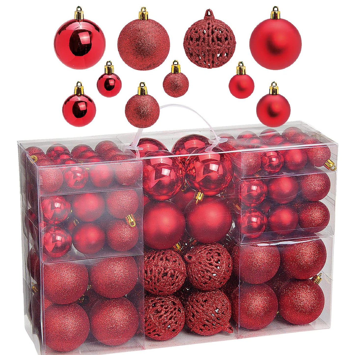 Weihnachtskugeln Set, Rot, 100