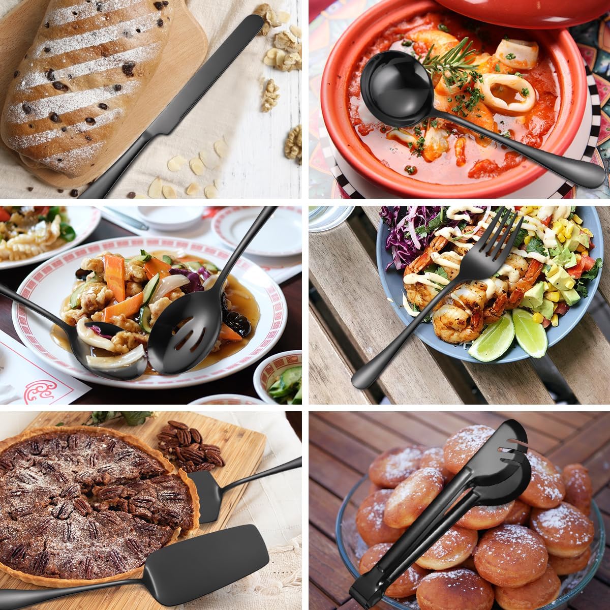 8-teiliges Servierbesteck-Set für Buffet, 8 Schwarz