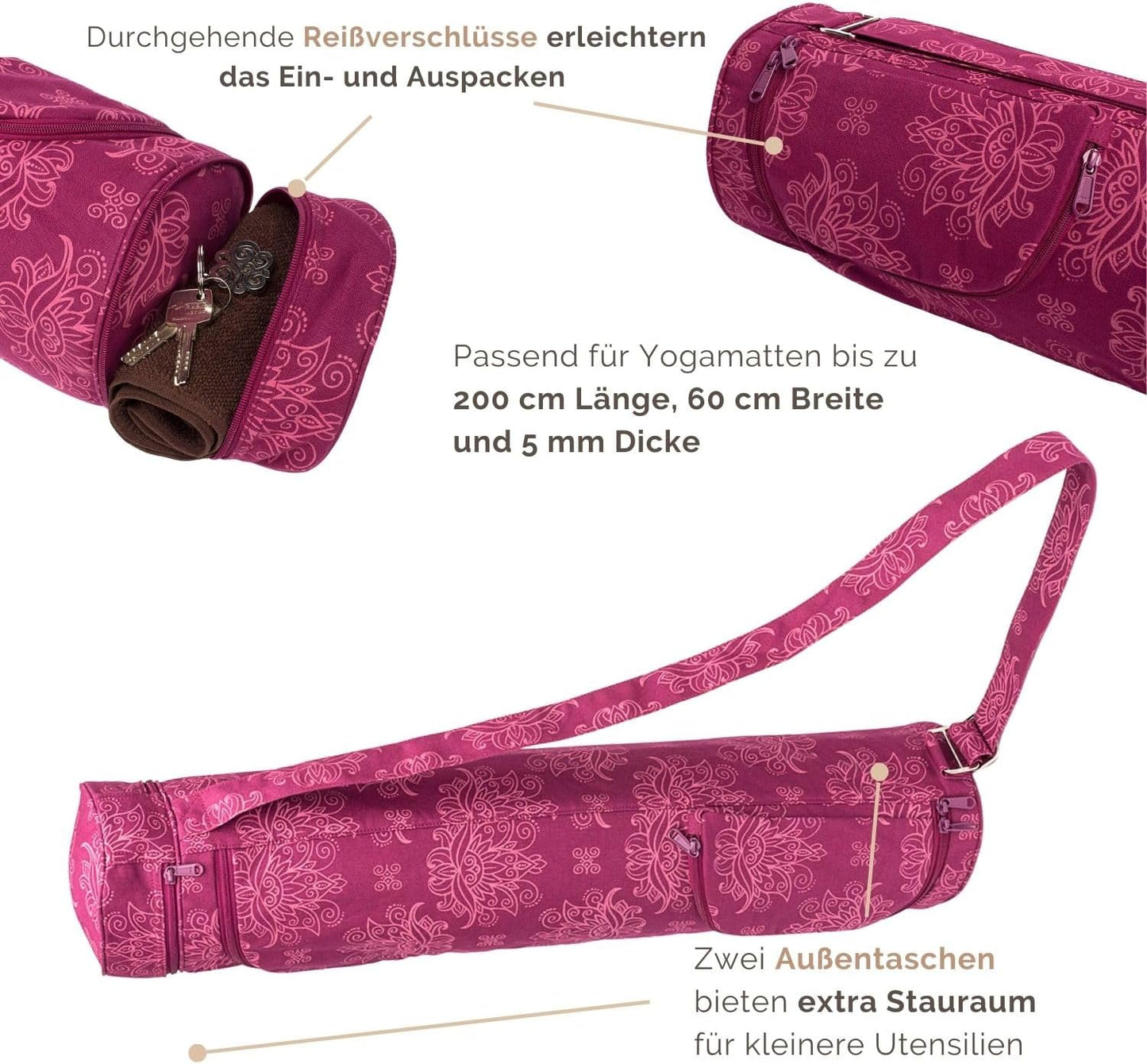 Yogamattentasche ASANA, Lotus/Berry 80 cm