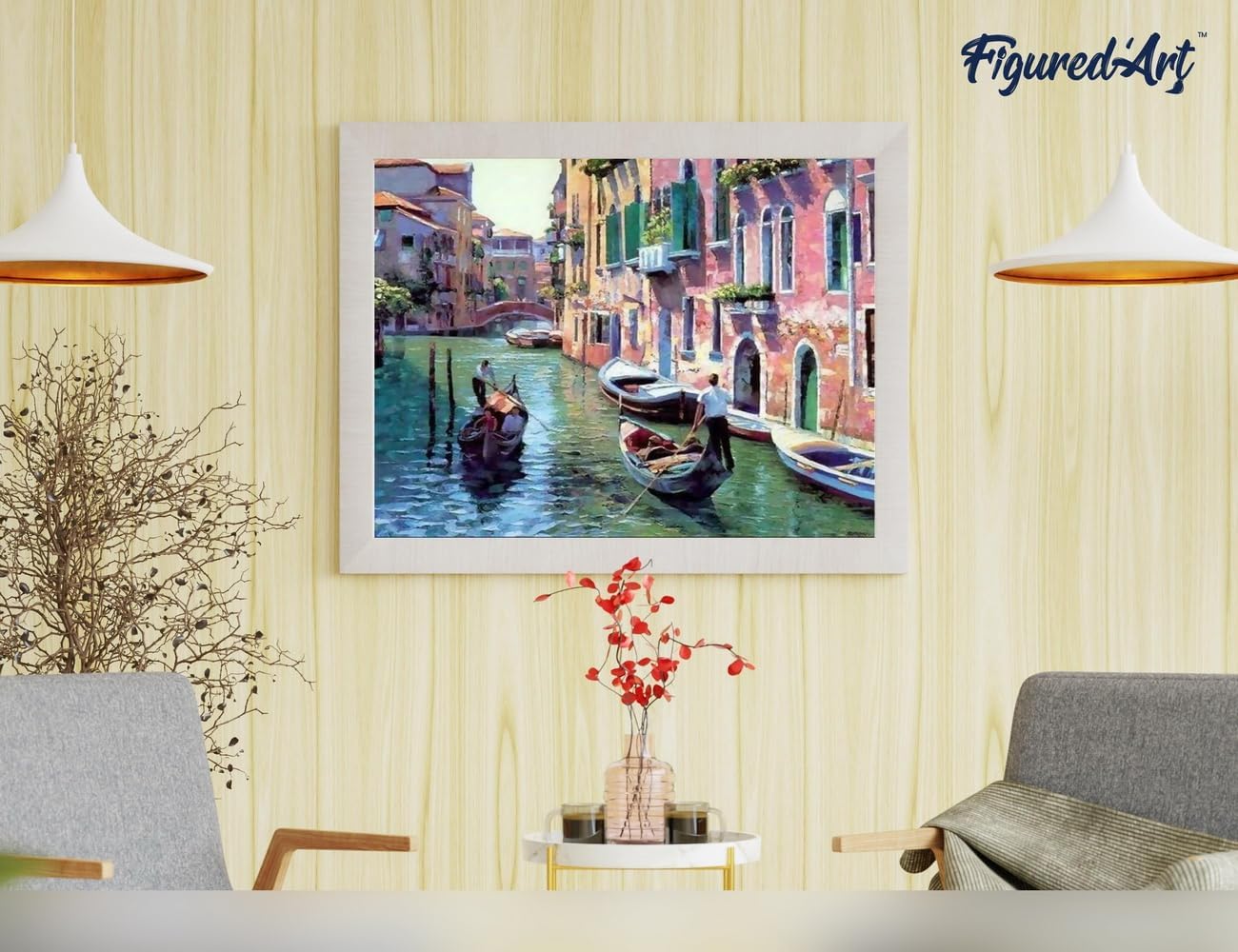 Malen nach Zahlen Set - Kanäle in Venedig, Kanäle in Venedig 40x50cm Mit Keilrahmen (nicht gespannt)