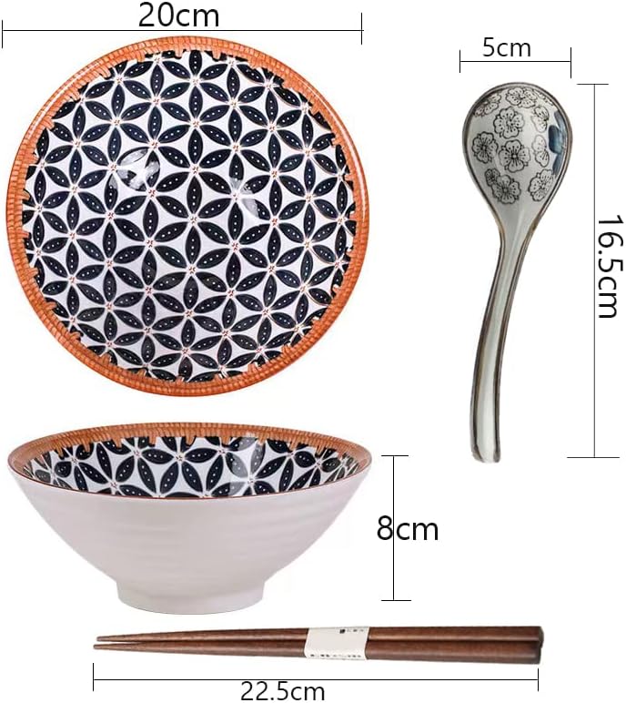 Ramen Suppenschalen-Set mit Löffel & Stäbchen, A