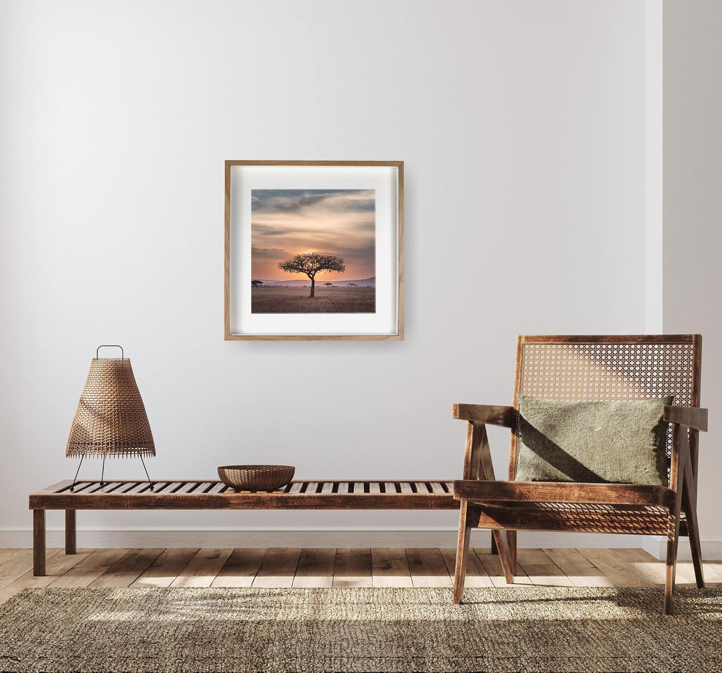 3D Objektrahmen mit Passepartout, 50x50 cm - 40x40 cm Eiche