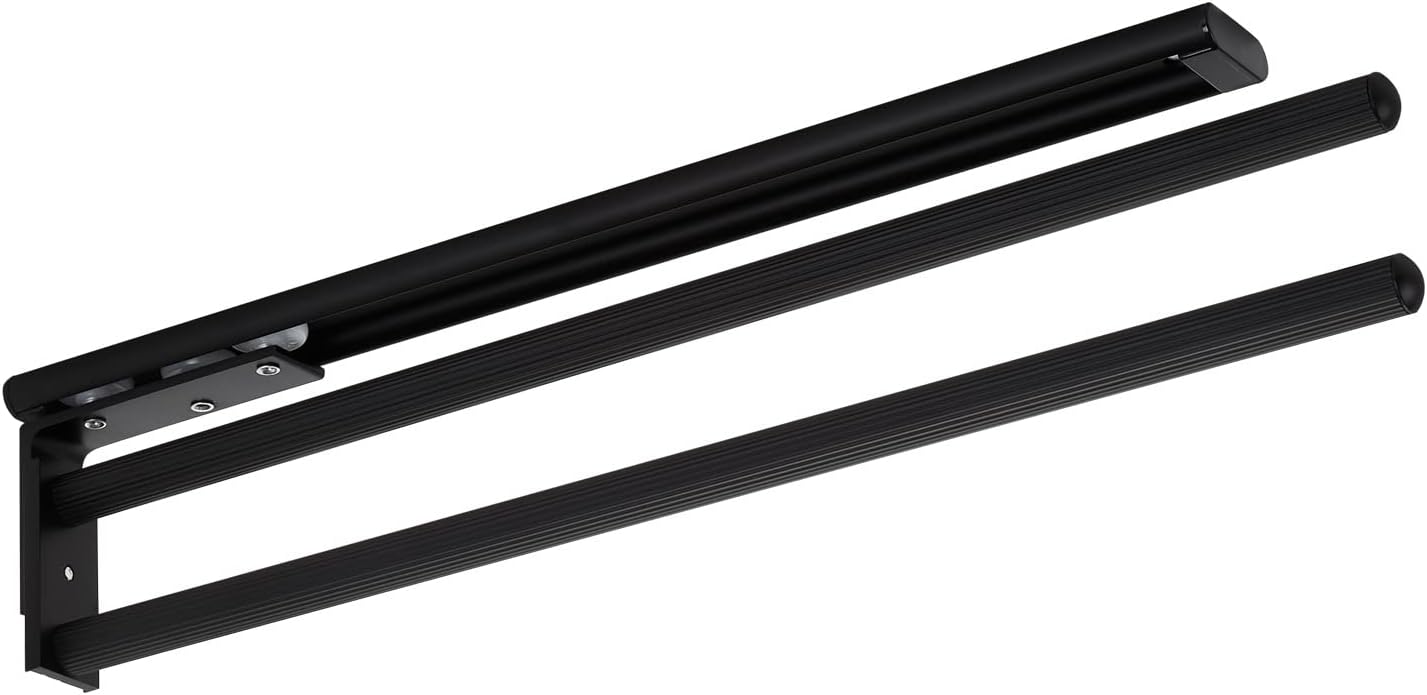 2-armiger Teleskop-Handtuchhalter Ted, ausziehbar, Schwarz Matt 2-armig 450 - 730 mm