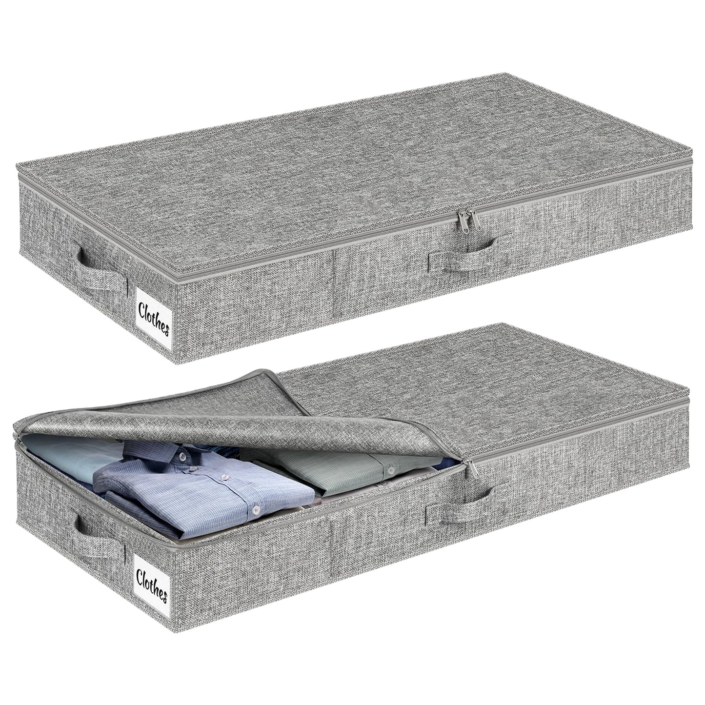 Unterbett Aufbewahrungsboxen-Set, Grau 13 cm - Mit Stützstruktur