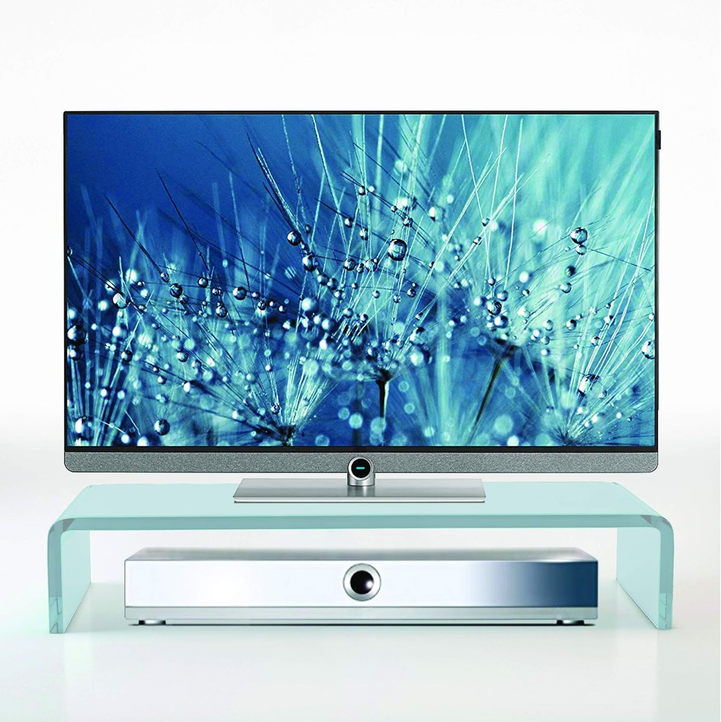 TV- und Monitor-Erhöhung aus Glas, 650x250x110mm Satiniert