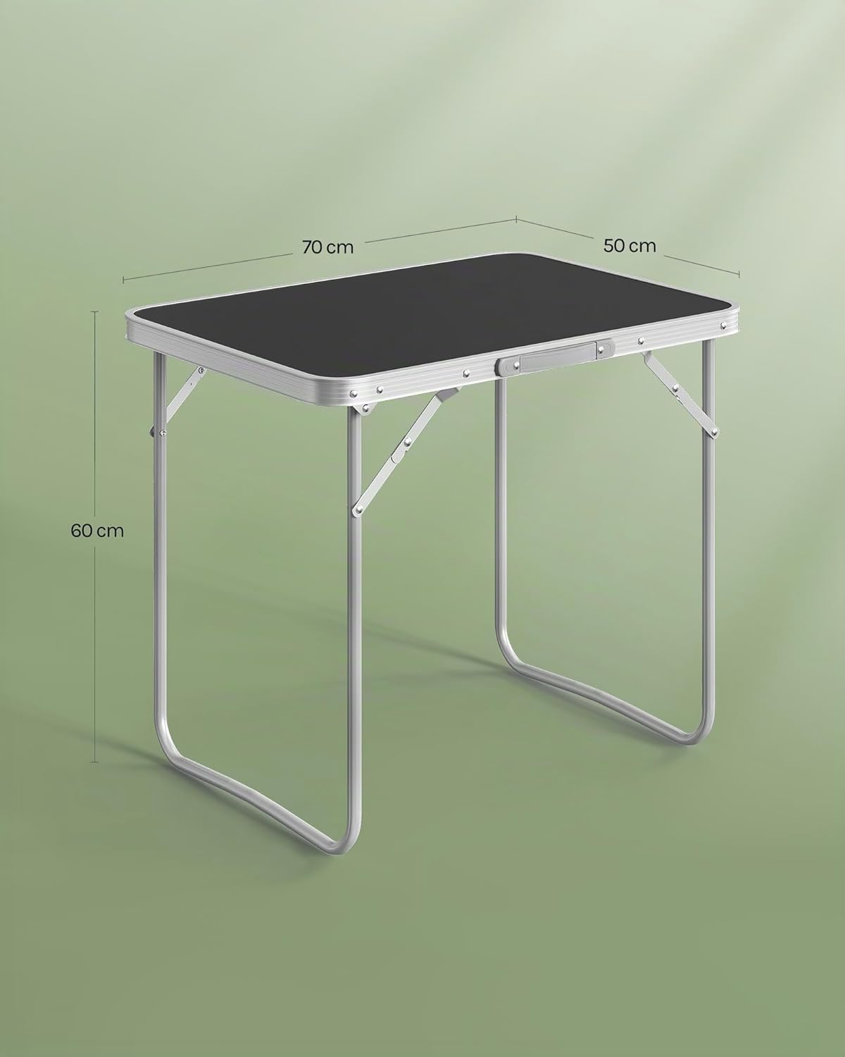 Klapptisch Campingtisch, Schwarz 70D x 50W x 60H cm