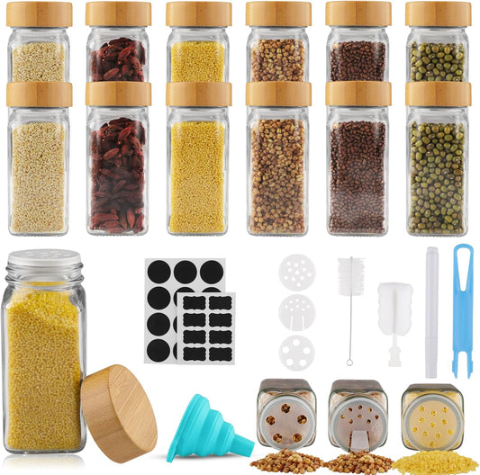 12-teiliges Gewürzgläser Set, Quadratisch