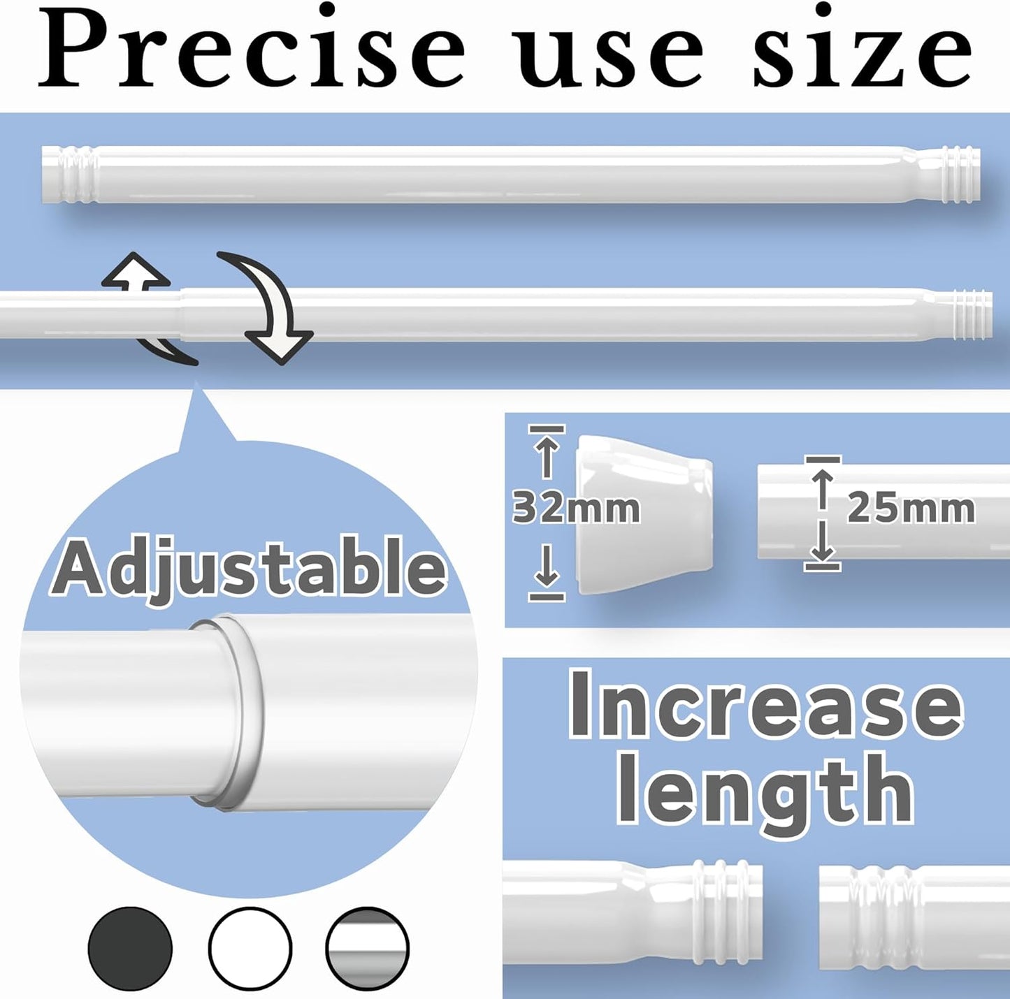 Teleskop-Duschstange, Weiß 48-70cm(1PC)