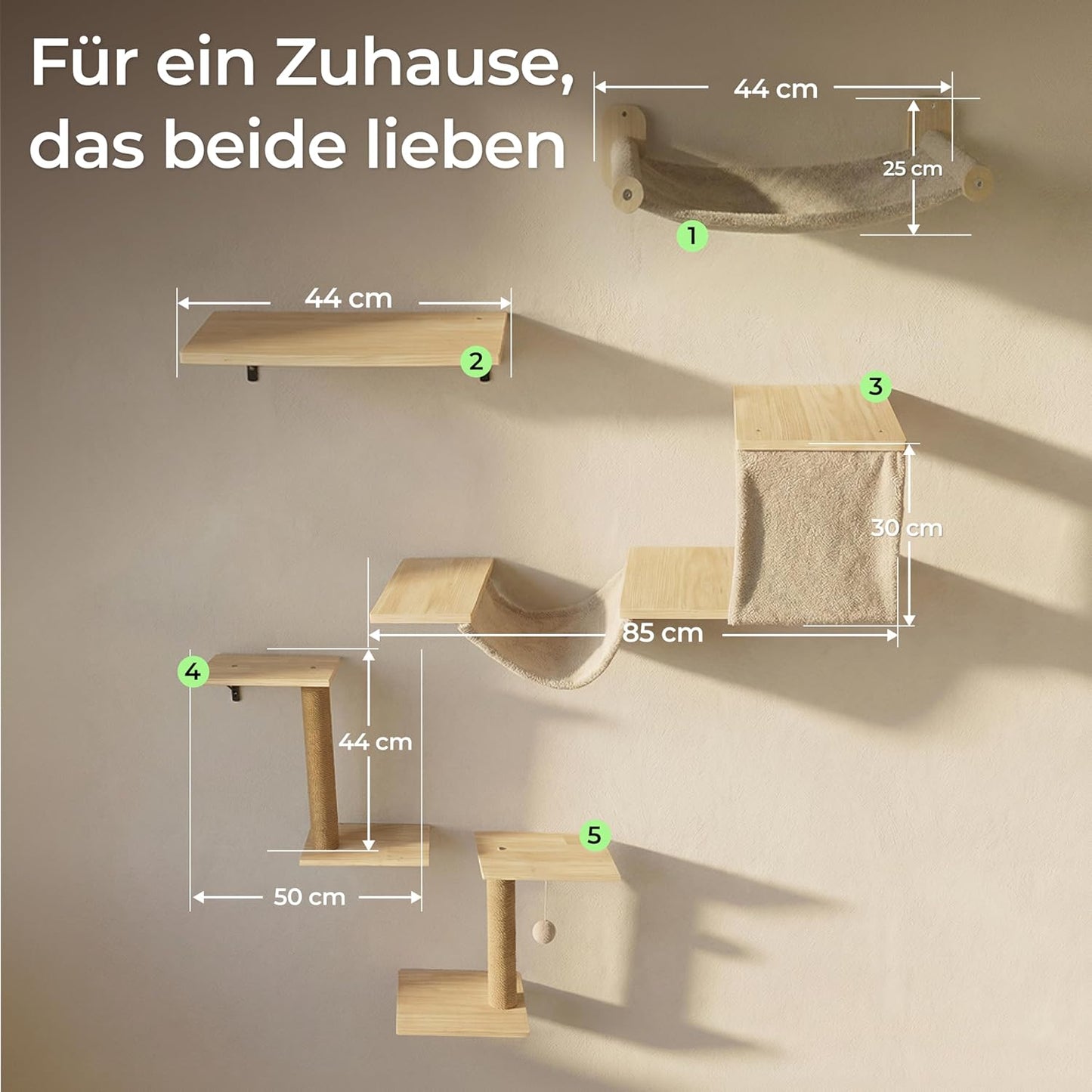 12-teiliges Kletterwand-Set aus Naturholz, 12er-Set - Naturbeige