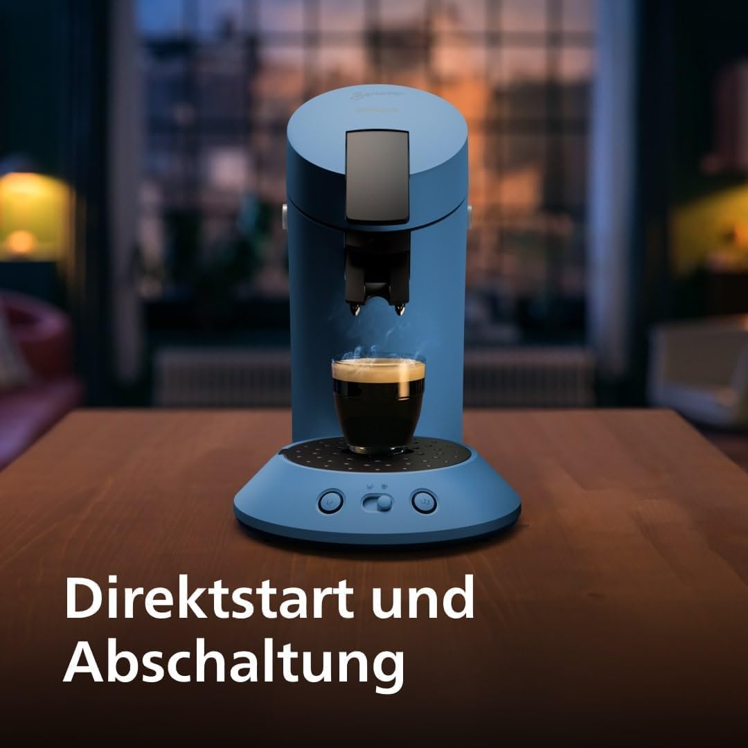 Kaffeepadmaschine mit Kaffeestärkeauswahl, Blau Pavone