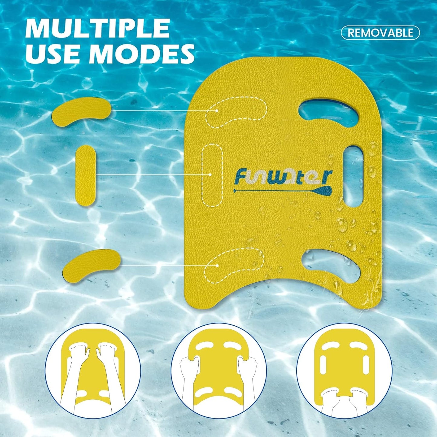 Zweifarbiges Schwimmbrett Kickboard, 47x37cm Gelb-Blau