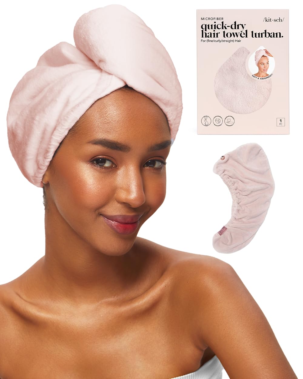 Mikrofaser Handtuch für Haare Anti-Frizz Wrap, Rosa