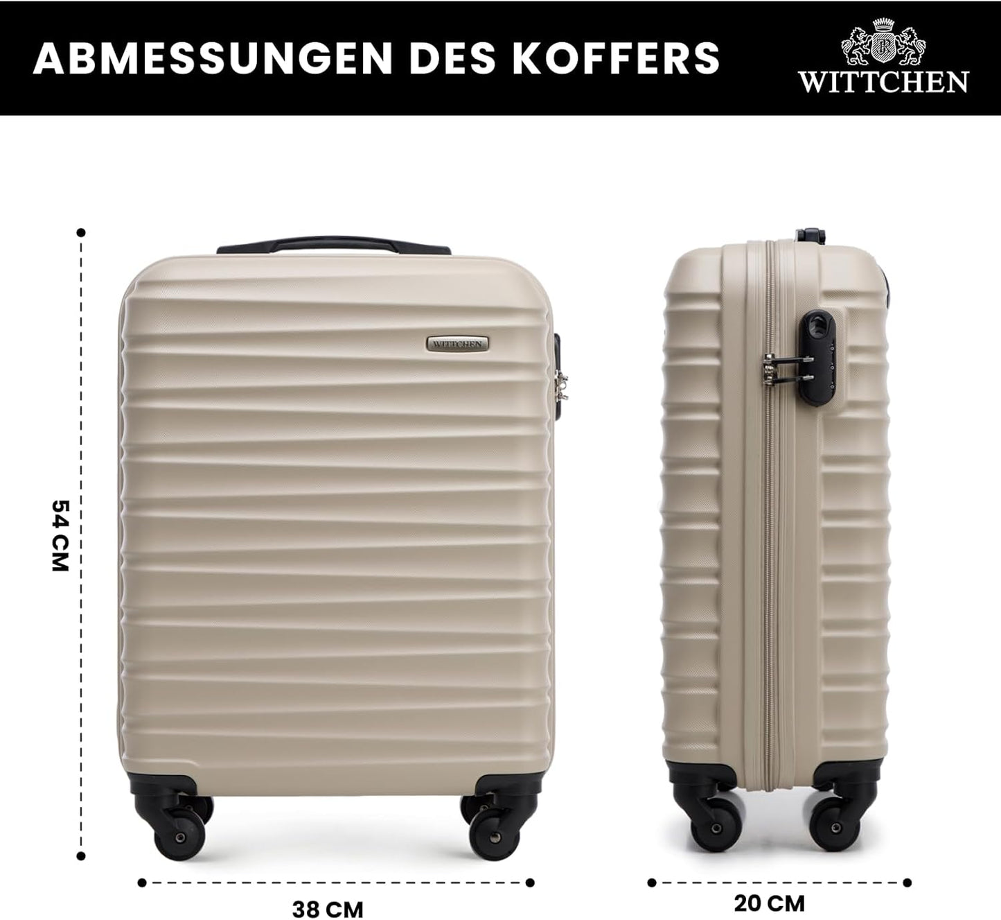 Reisekoffer Handgepäck mit Zahlenschloss (Grösse M), Beige Handgepäck