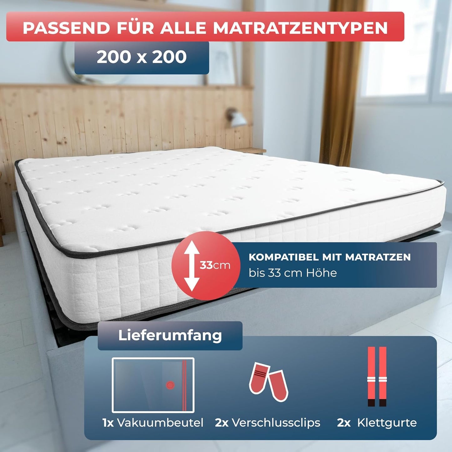 Vakuumbeutel-Set für Matratzen, 200x200 cm, 200 x 200