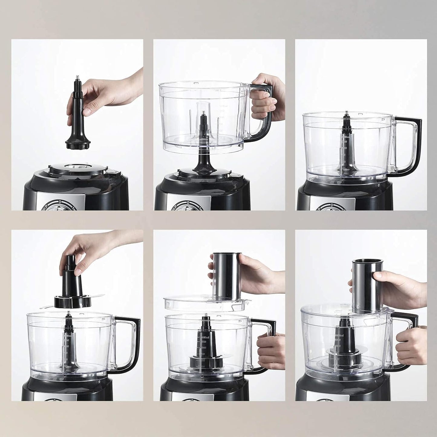 6in1 Foodprozessor, Sliver+schwarz