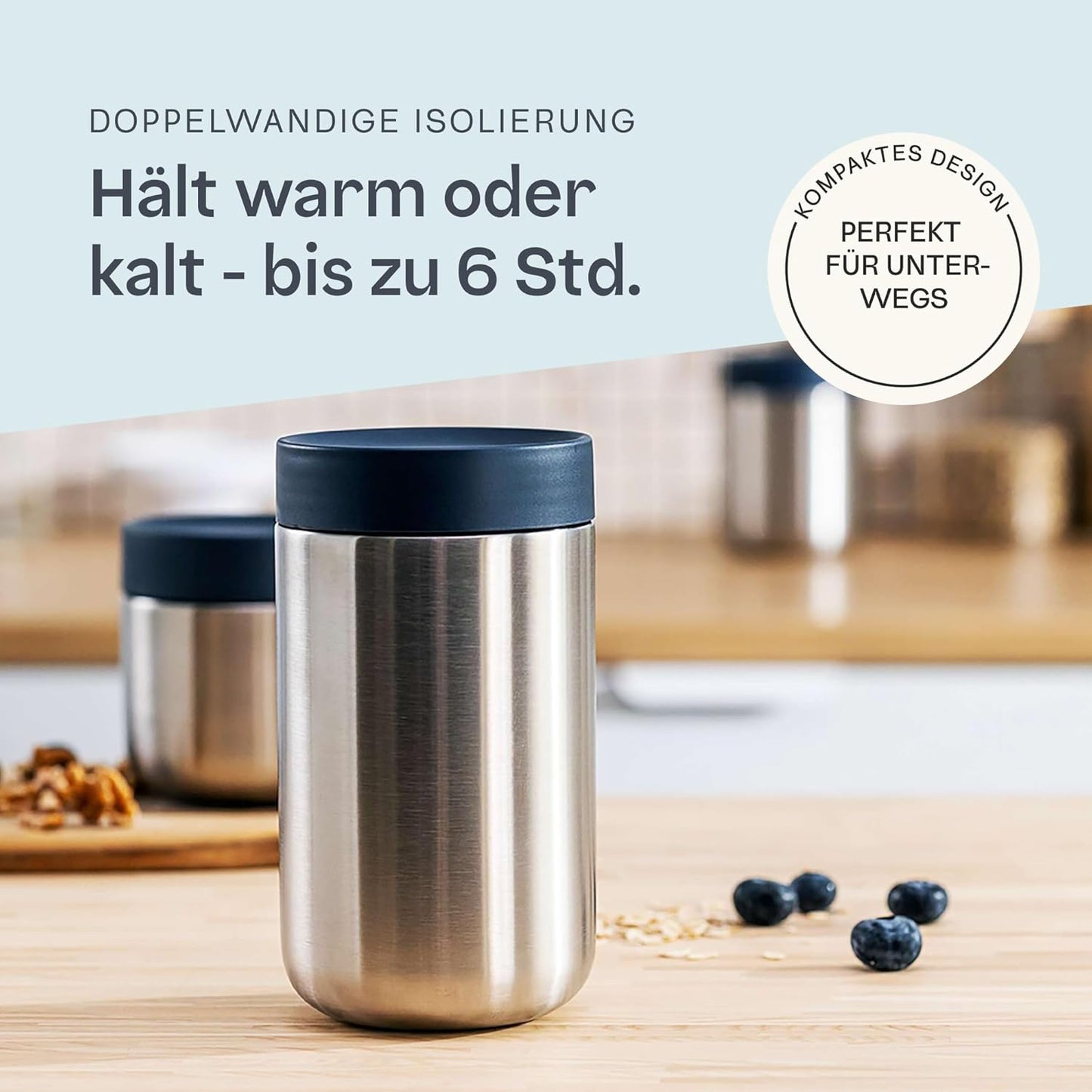 Thermobehälter, Navy & Steel Large (750ml)