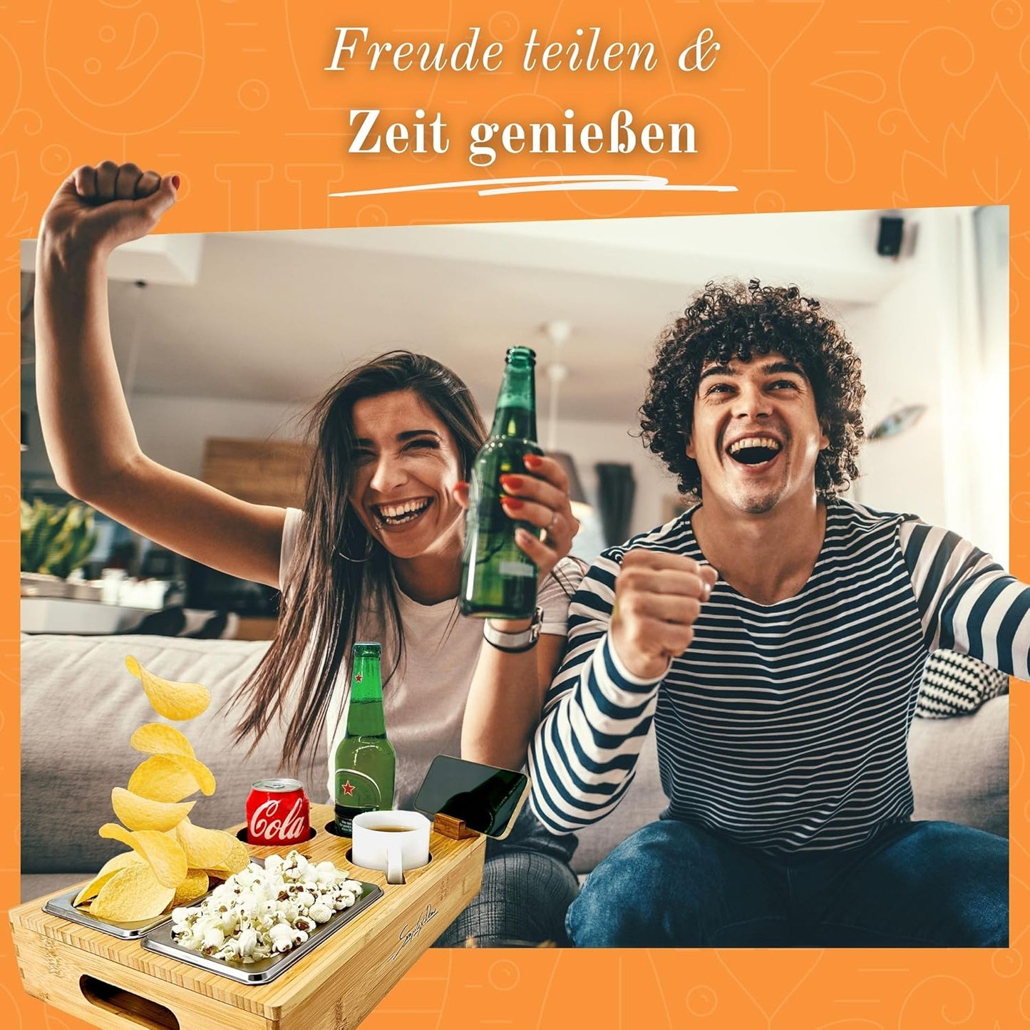 Couchbar Snackbox mit Getränkehalter