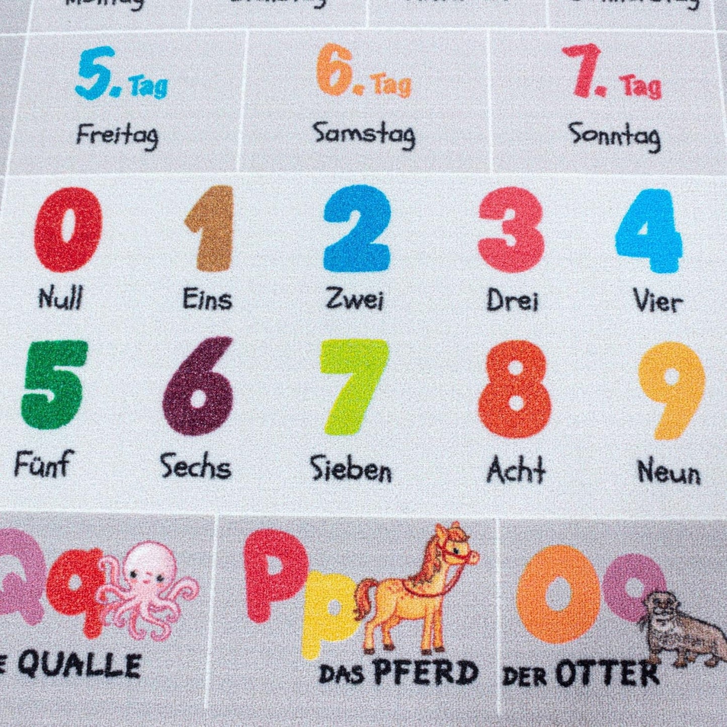 Kinderteppich mit Alphabet- und Tierdesign, 80 x 120 cm (Rechteckig) Grau-4