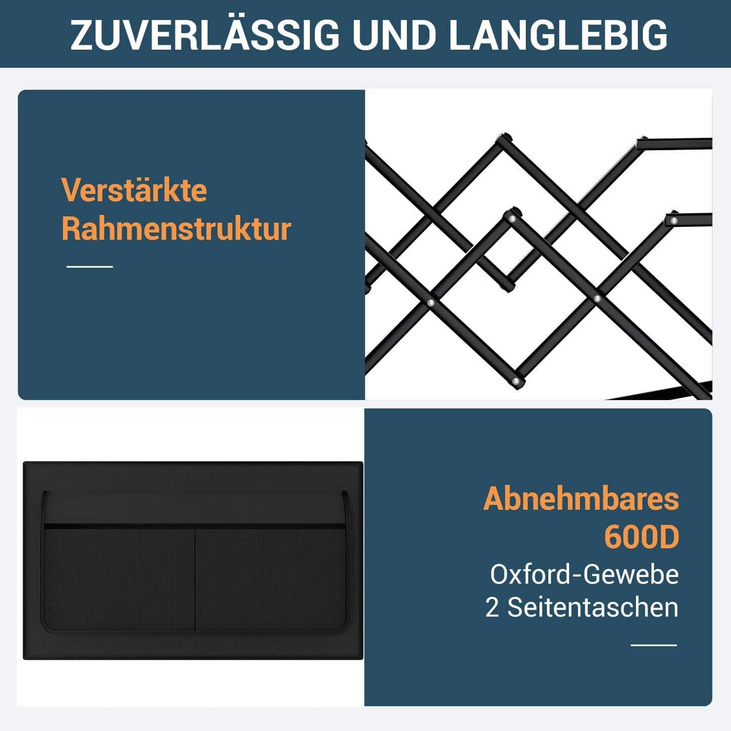 Faltbarer Bollerwagen mit All-Terrain-Rädern & Bremse, Schwarz 150L