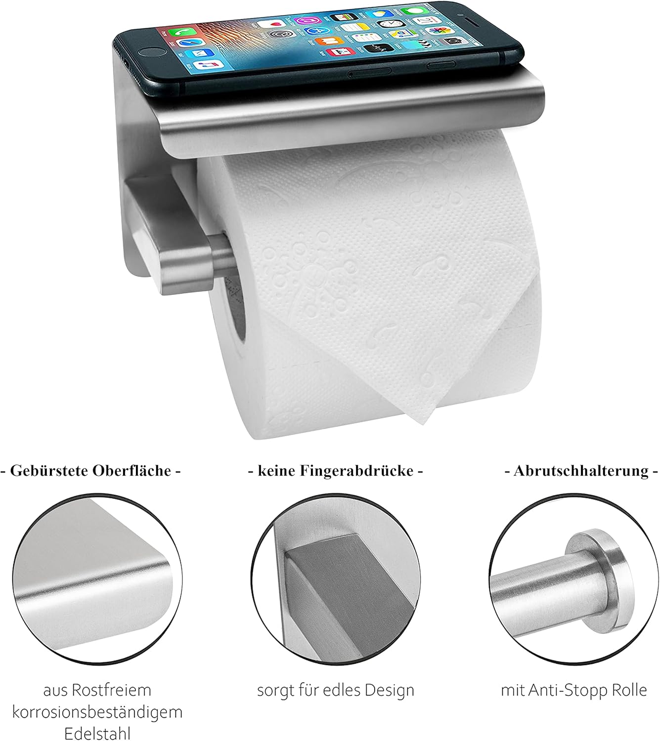 Toilettenpapierhalter Set, Gebürsteter Edelstahl