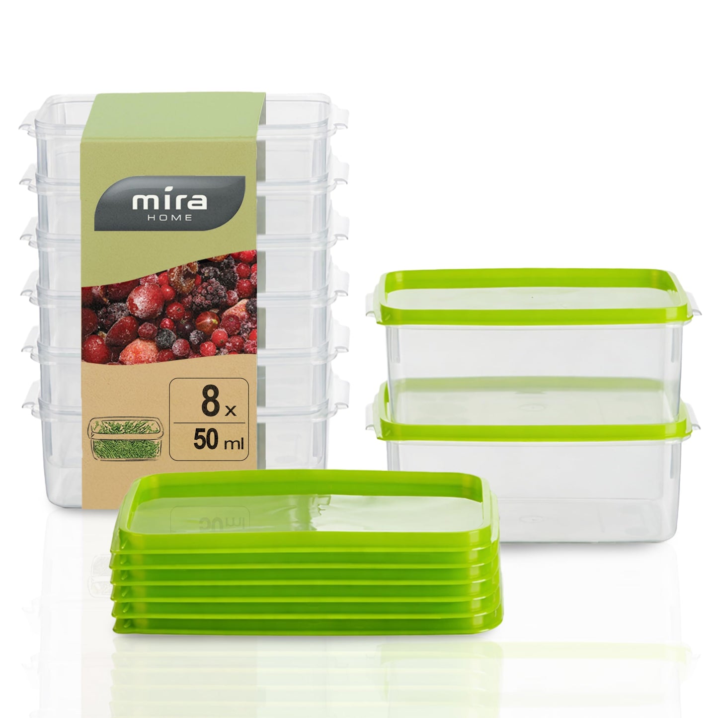 8-teiliges Gefrierdosen-Set, 0,5l Rechteckig Hoch (8 Stk)