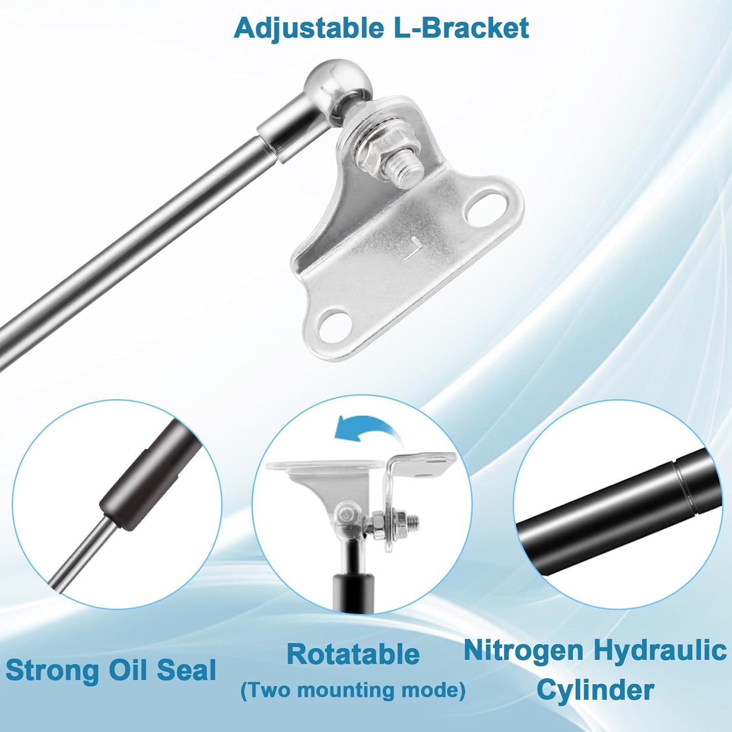 2-teiliges Gasdruckfeder-Set 455N, 455 N/45,4 kg 380MM