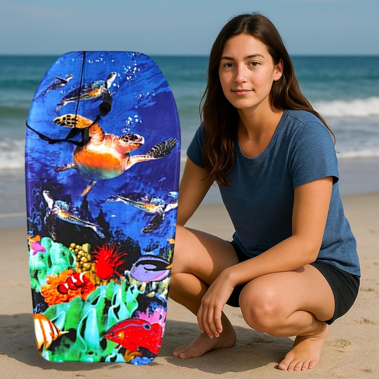 Bodyboard für Kinder mit Leash, Schildkröte