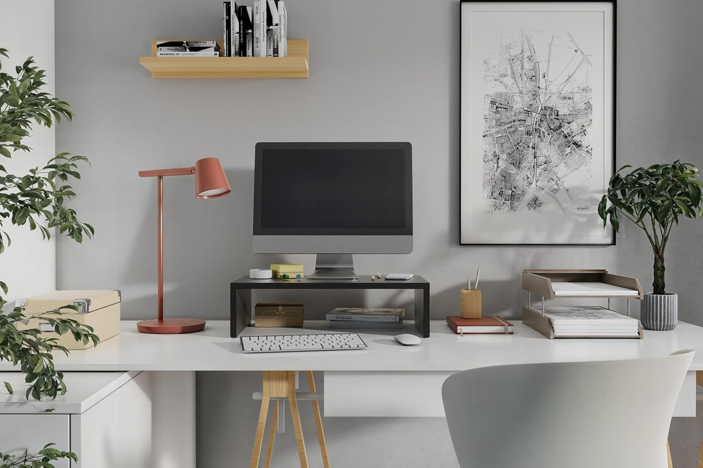 Monitorständer mit Ablagefach für Büro und Zuhause, Schwarz