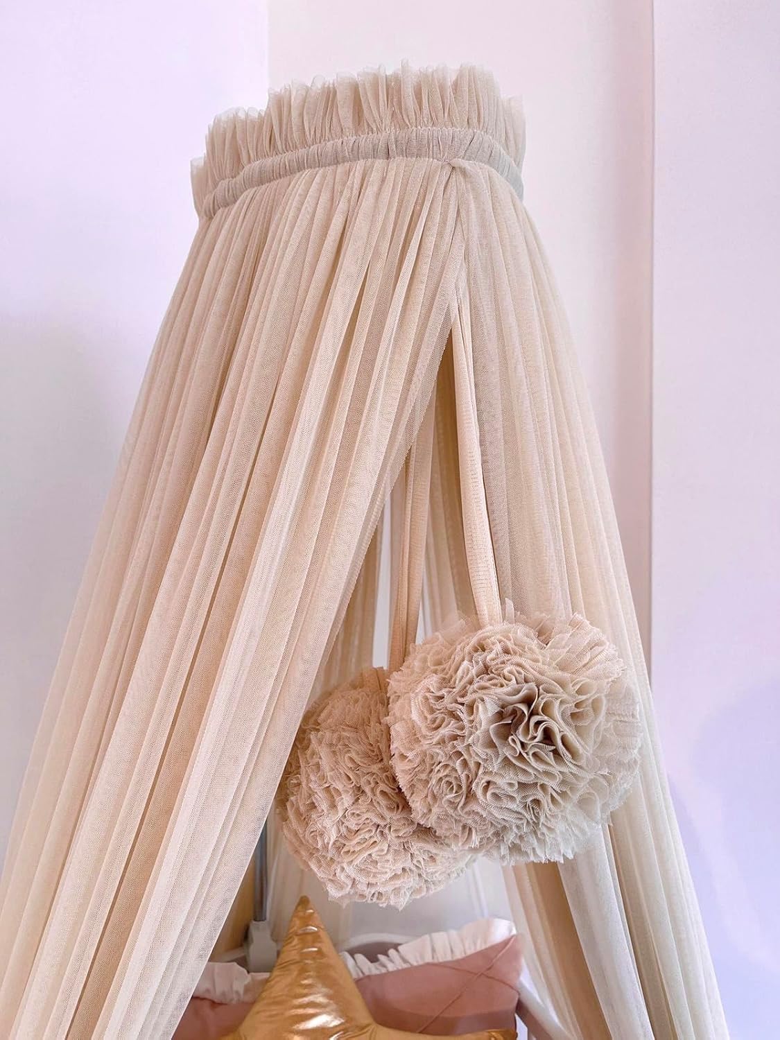 Betthimmel für Babybetten, Nude (Beige mit Einem Leichten Rosastich