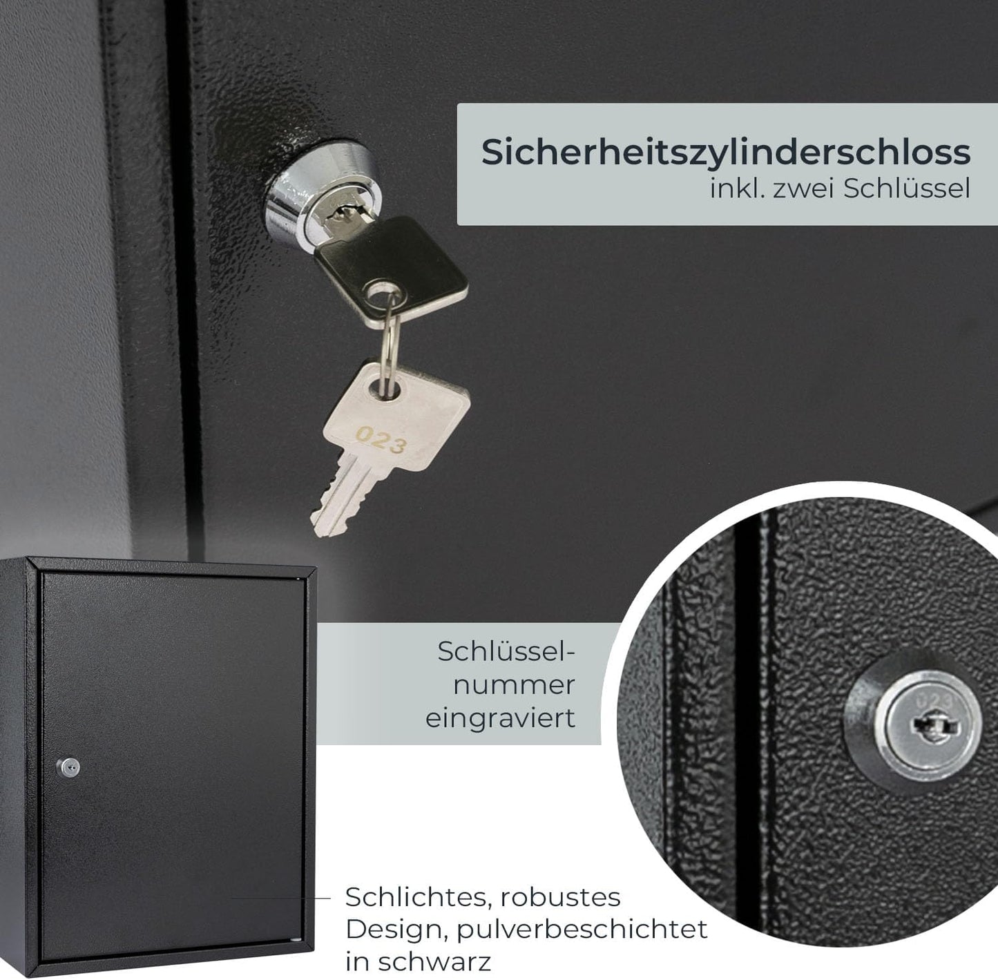 Abschliessbarer Schlüsselschrank mit 42 Haken, Schwarz 42 Haken