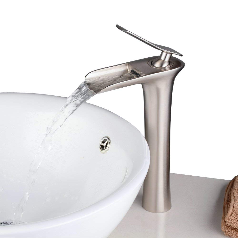 Wasserfall Einhand-Waschtischarmatur BL9009NH, Tall Nickel-finish