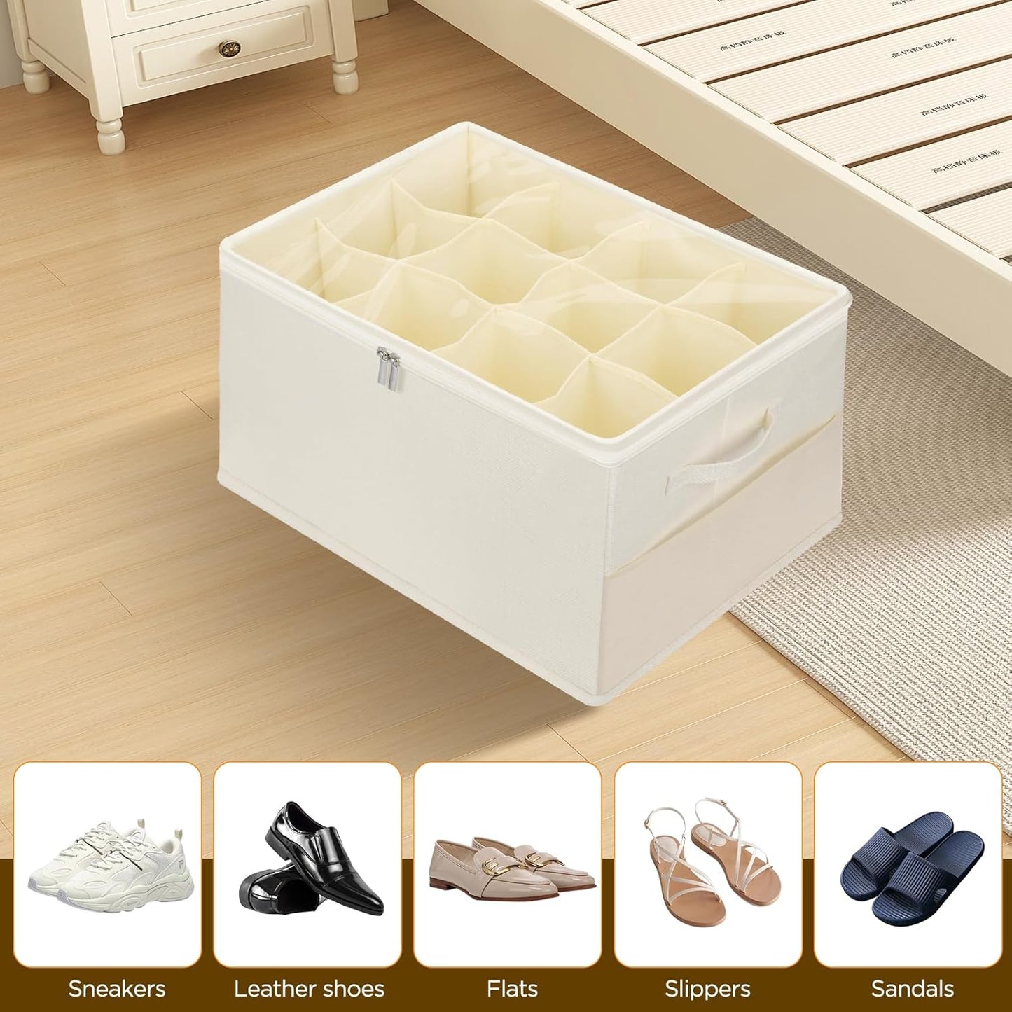 Schuhorganizer für 12 Paar, Beige