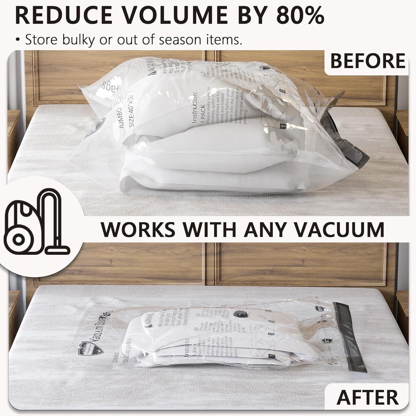 Vakuumbeutel-Set für Kleidung (8 Stück), 8 Jumbo