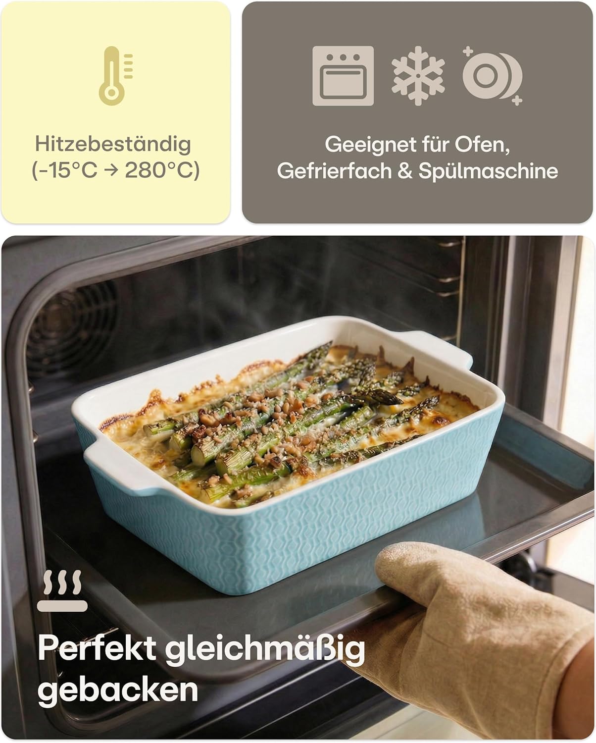 Auflaufform mit extra hohem Rand, Blau