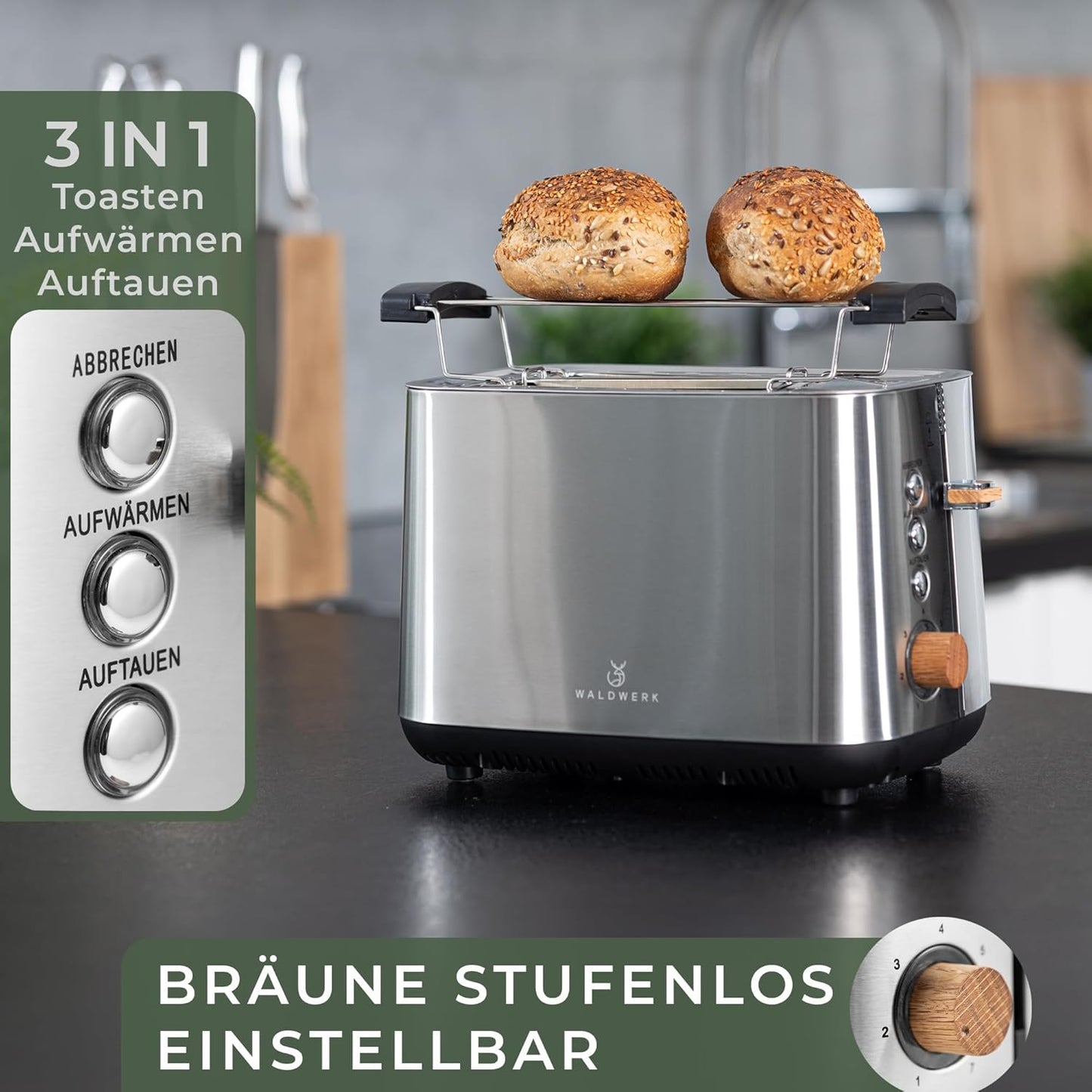 Edelstahl-Toaster, Toaster Edelstahl und Holz