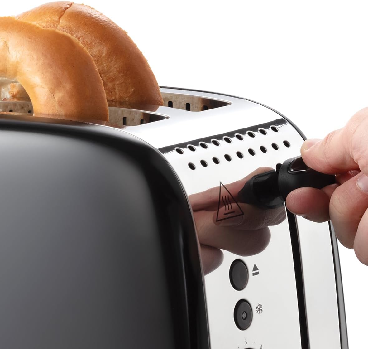 Colours Plus Toaster mit extra breiten Schlitzen, inkl. Brötchenaufsatz, Schwarz