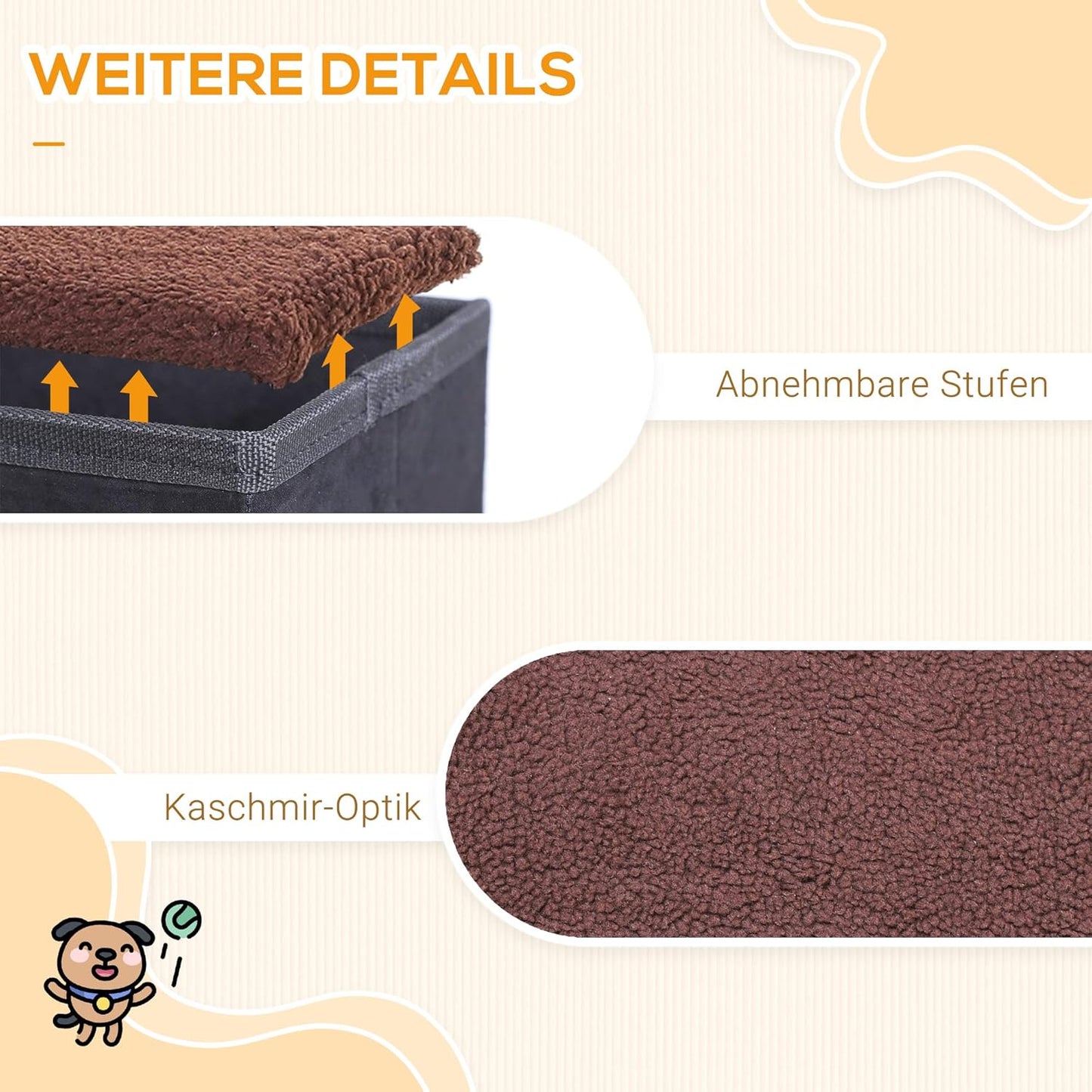 Faltbare Haustiertreppe mit Stauraum, Schwarz