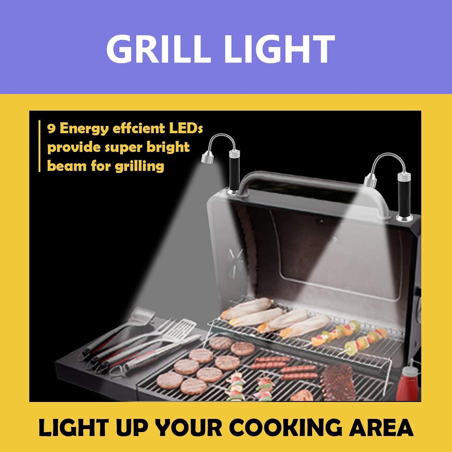 2-teiliges flexibles Grilllicht-Set, magnetisch