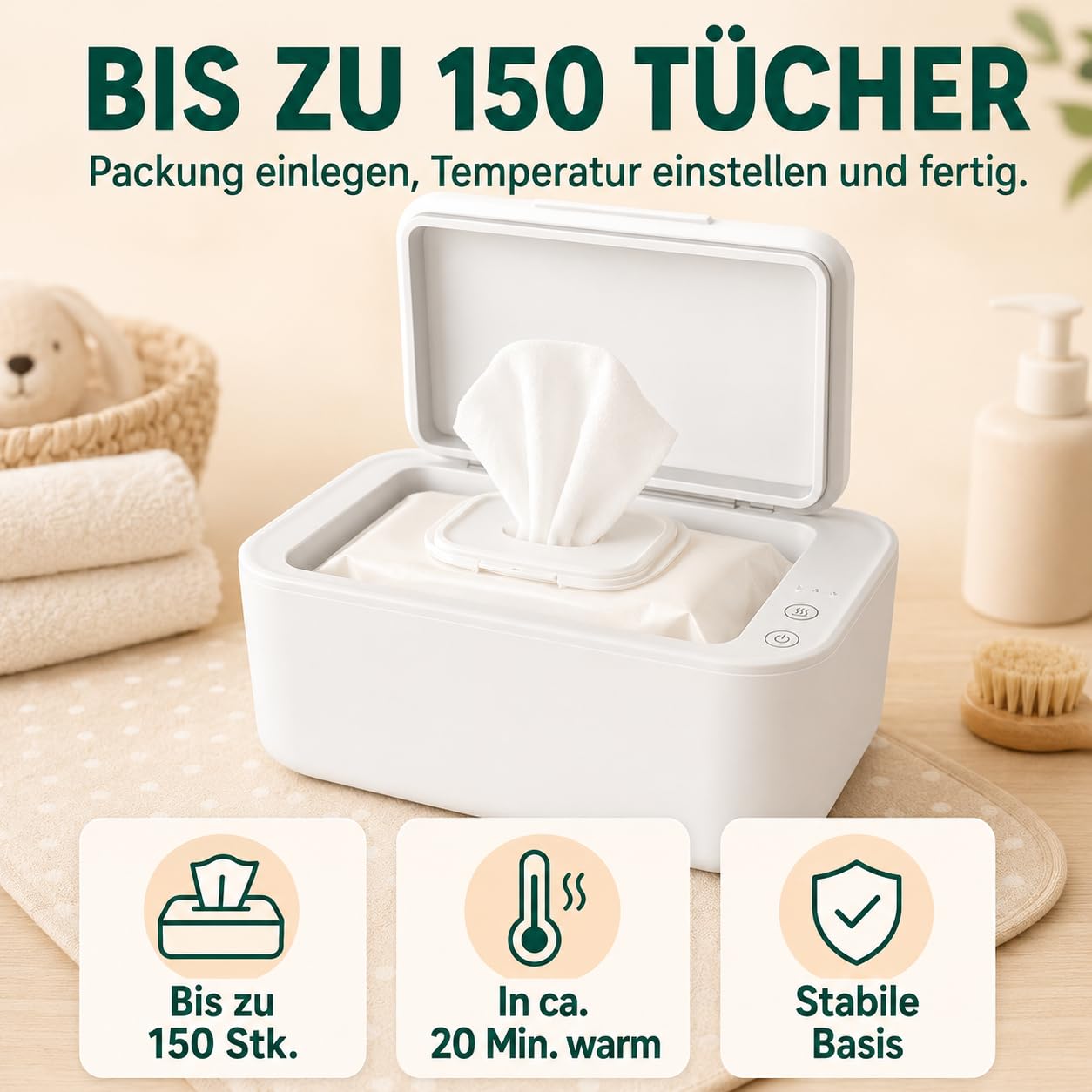 Calor Feuchttücherbox mit 3 Heizstufen, Neue Variante
