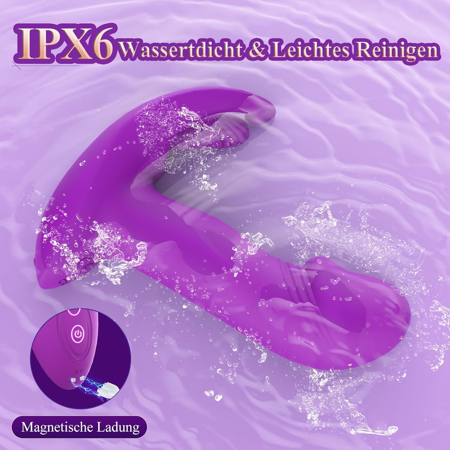 App-gesteuerter G-Punkt-Vibrator mit 9 Modi & Swing-Stossfunktion, Lila