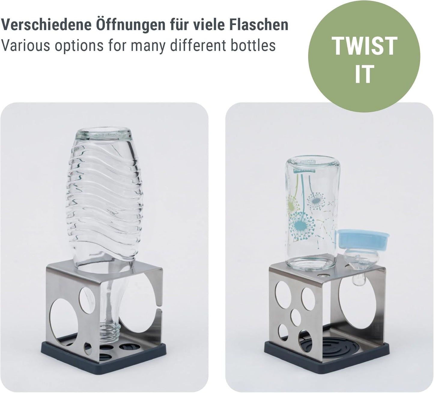 Flaschen-Abtropfgestell mit Halterungen, Anthrazit