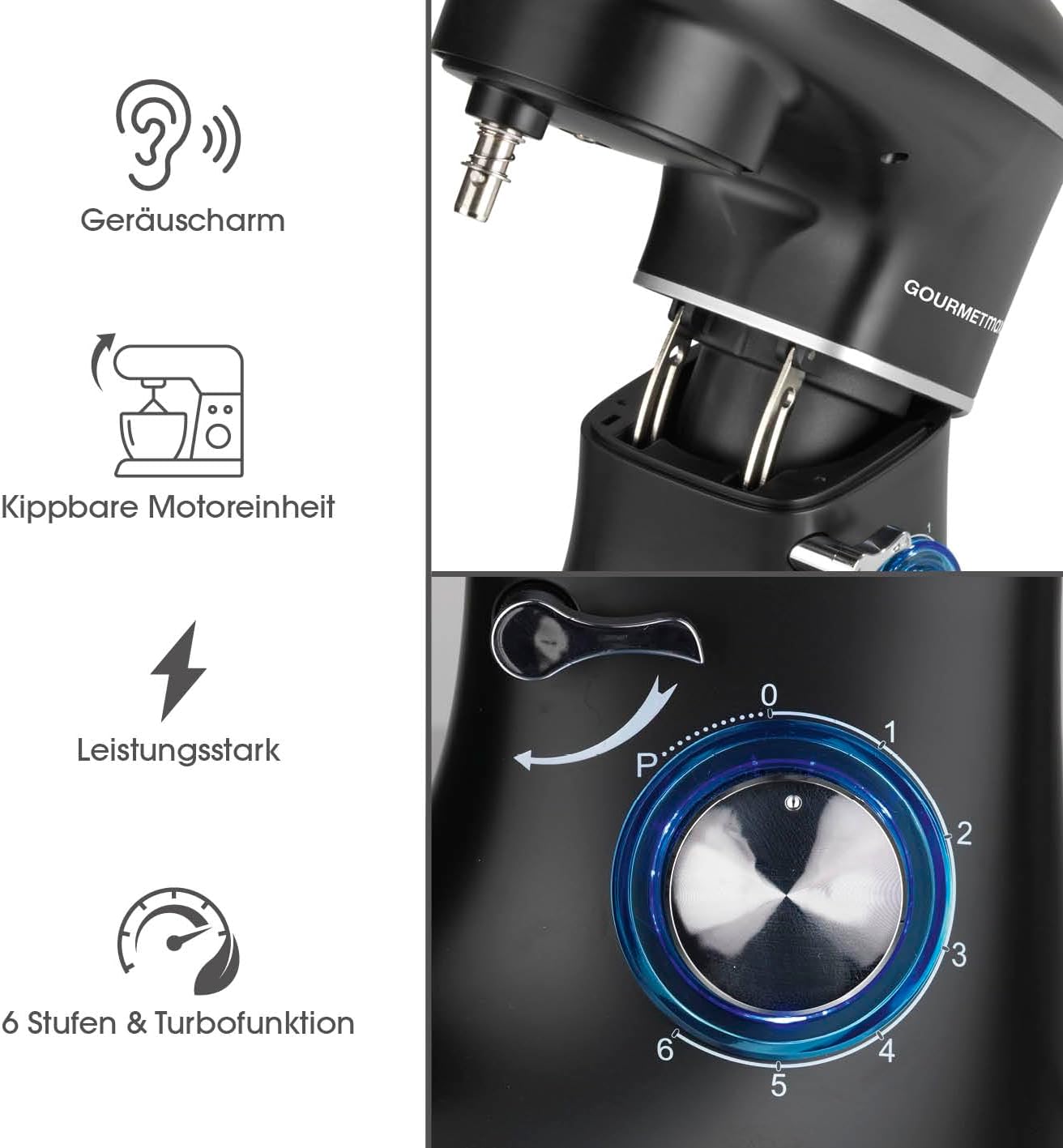 Küchenmaschine GOURMETmaxx, Mettalic Schwarz