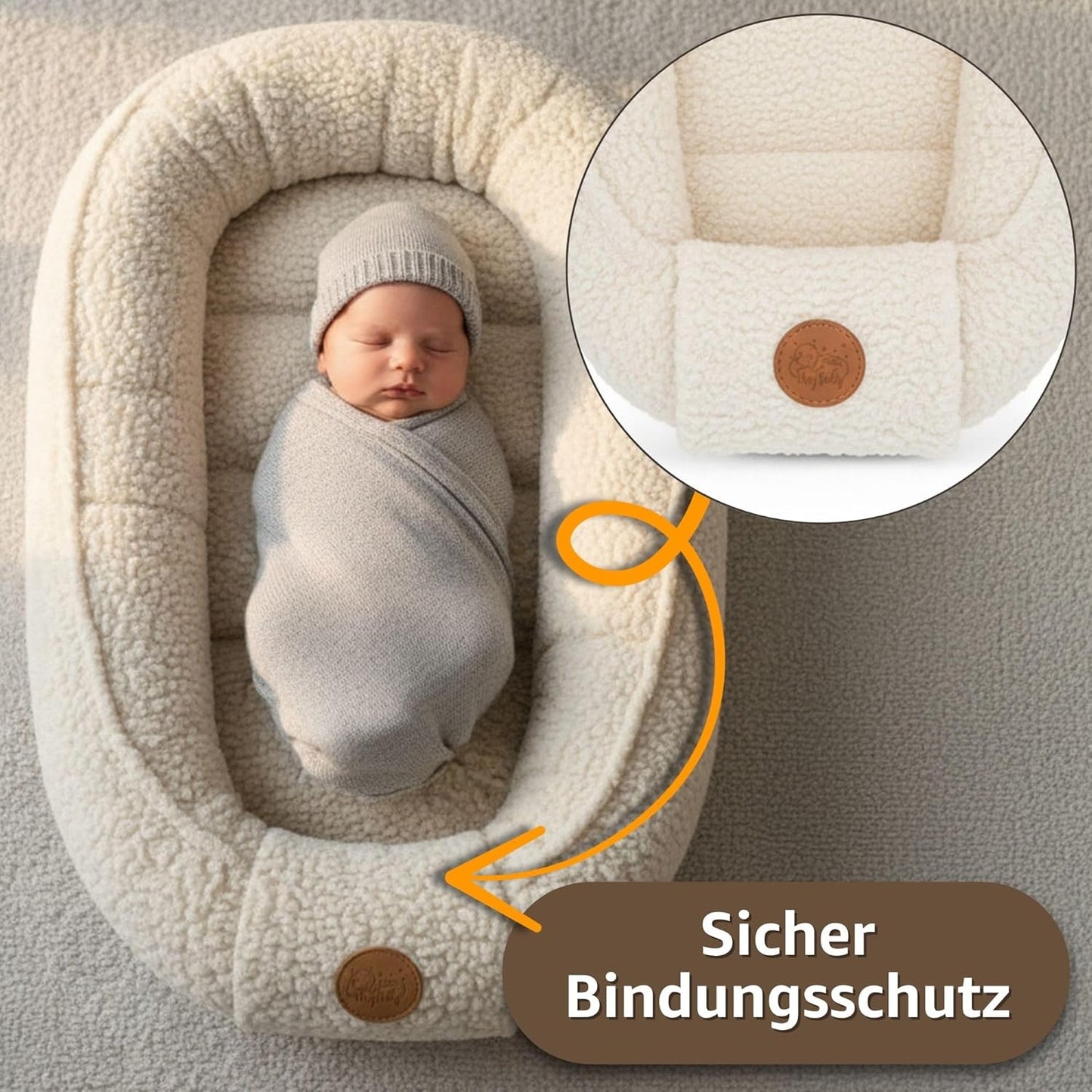 Babynestchen für Neugeborene, Braun 90x50 cm (1er Pack)