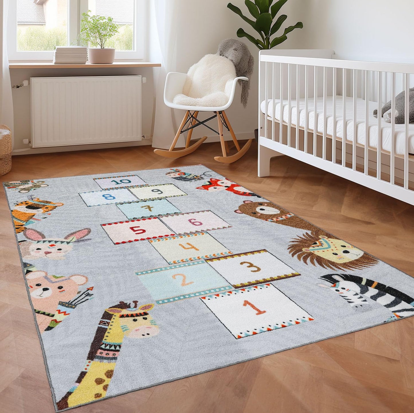 Kinderzimmer Spielteppich "Himmel und Hölle" (100x150 cm), 100 x 150 cm (Rechteckig) Grau-3