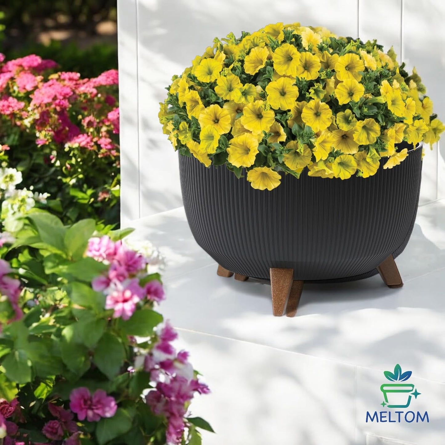 Blumentopfschale mit Füssen, Schwarz XL - 47 cm
