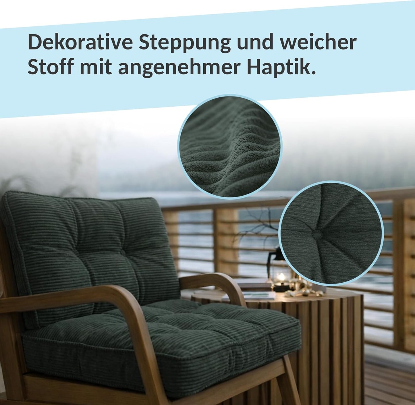 Lounge-Sitzkissen, 70x70x10 cm, Blau Cord Sitzkissen 70x70
