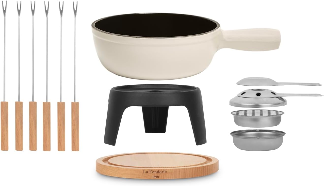 Fondue-Set aus Gusseisen für 6 Personen, Beige 6 Personen